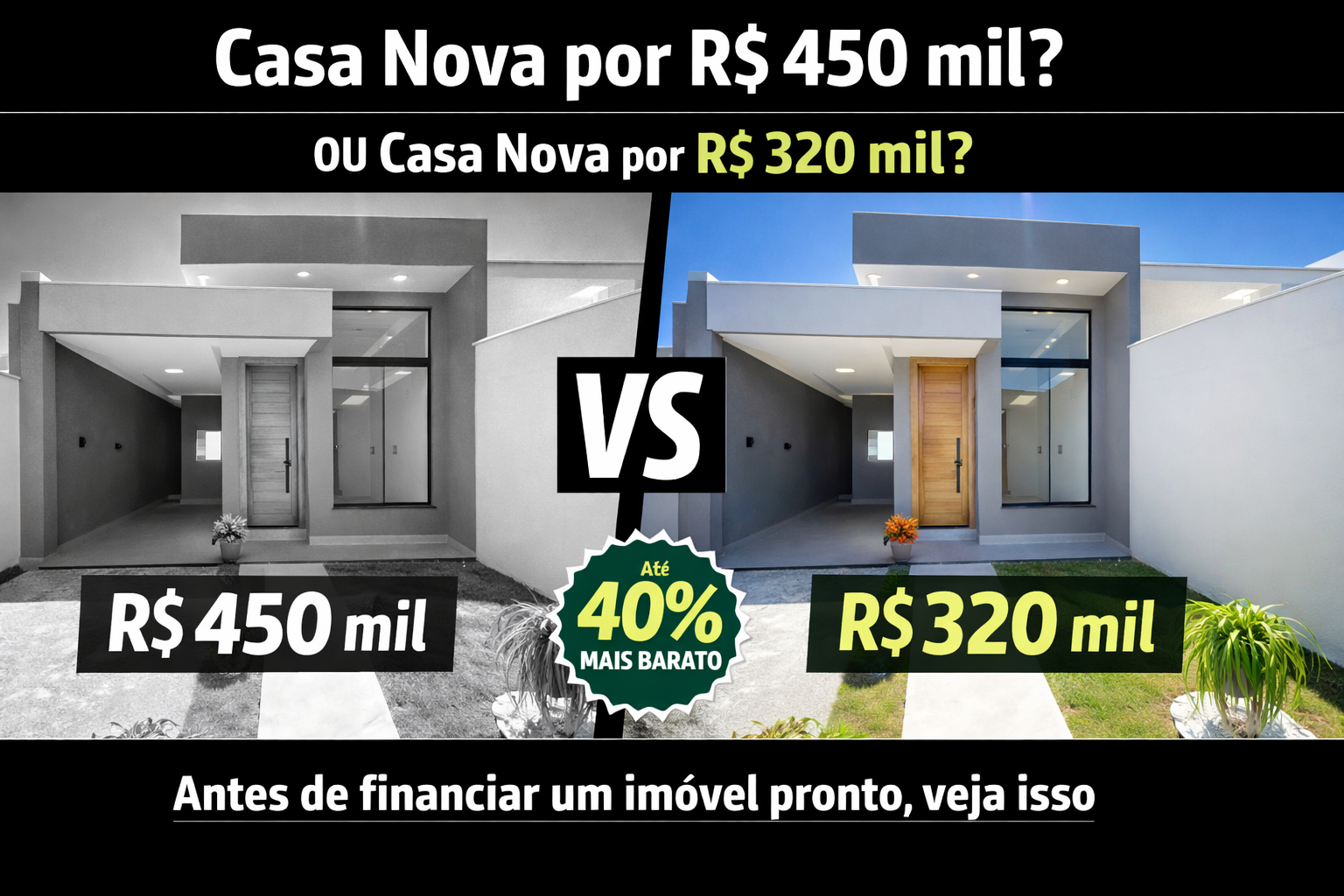 Comparativo Imóvel Pronto vs Terreno+Construção